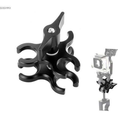 3-Hole Aluminum CNC Butterfly Clip Clamp Diving Light Arm Ball Head Mount Adapter For Gopro Xiaomi Yi Action Camera Accessories