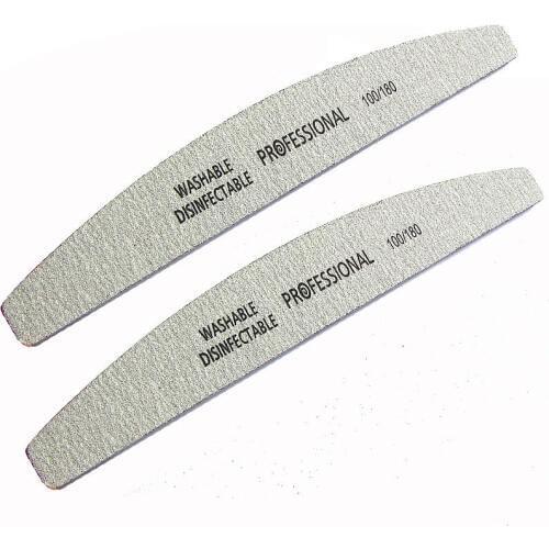 50Pcs 100/180 Nail Art Sanding Sandpaper Nail Washable Nail File Semilune Banana Buffing Curved Professional Manicure Tools Set