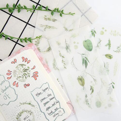 6 pcs/pack Green plant leaves Decorative Stickers Adhesive Stickers DIY Decoration Diary Stationery Stickers Children Gift