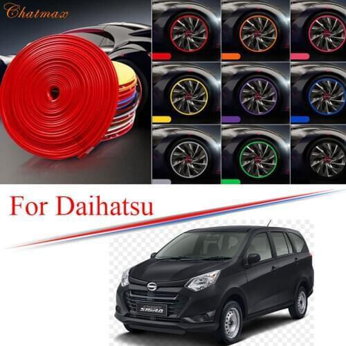 9 Colors Car Wheel Hub Rim for Daihatsu Copen TFAF Rocky Waku DN Multisix Edge Protector Ring Tire Strip Guard Rubber Decals 8M