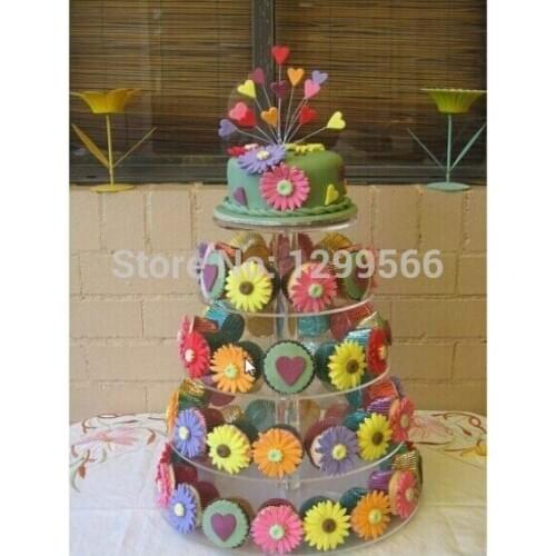Free shipping high quality 5 Layer Tier Crystal Acrylic Round Cupcake Display Stand Wedding Party Christmas Cake Display Rack