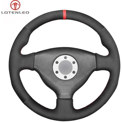 LQTENLEO Black Suede Hand-stitched Car Steering Wheel Cover For Mitsubishi Lancer Evolution EVO VI 6 1999-2000 V (5) 1998