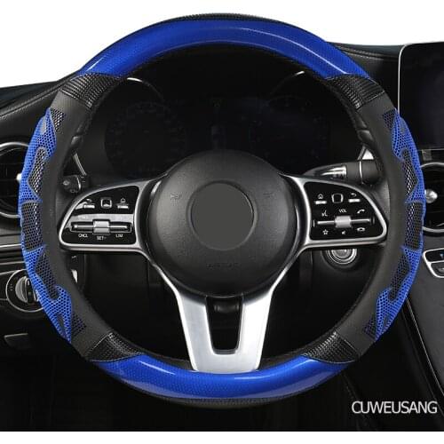 CUWEUSANG Carbon Fiber Leather Car Steering Wheel Cover For C1 C3 C4 C5 DS4 DS5 Berlingo B9 Xsara Picasso Jumpy Saxo Spacetourer