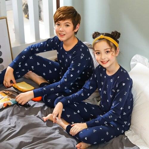 Childrens pajamas set teen pajamas teenagers boys pyjamas sets thermal underwear cotton girls sleepwear suit nightwear homewear