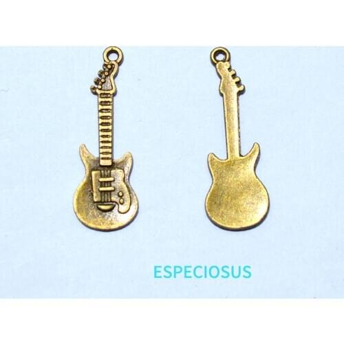 DIY Fashion Jewelry Accessories Anti Brozen Plated Alloy Charms Cute Guitar Pendant Vintage Musical Instruments Findings 20pcs