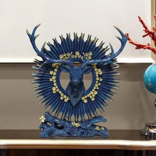 EUROPEAN RESIN DEER HEAD ORNAMENTS ART HOME LIVINGROOM DESKTOP FIGURINES DECORATION CRAFTS HOUSEWARMING NEW HOME OPENING GIFTS