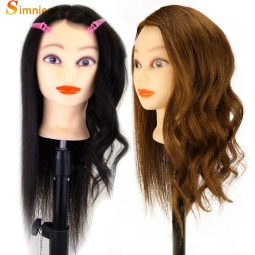 Simnient Head To Comb Natural Hair Mannequin Peluqueria Doll For Hairstyles Wig Styling Dolls Hairstyle 100% Real Human Hair