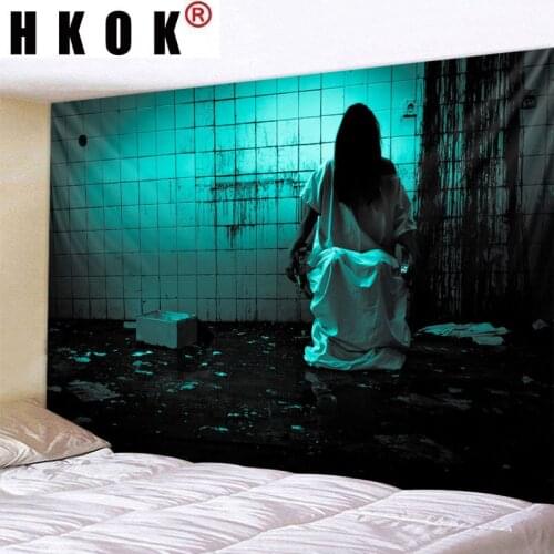 HKOK Halloween Tapestry Wall Hanging Wall Covering Rugs Mural Background Cloth Beach Towel Fabric Yoga Blanket Home Decor