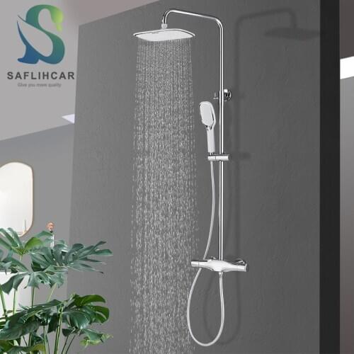 Chrome and White Bathroom Shower Faucet Set Fashion Convenient Thermostatic Faucet Hot Cold Mixer Tap With Constant Temperature