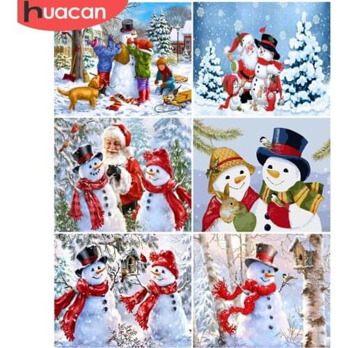 HUACAN Paint By Number Snowman Drawing On Canvas Hand Painted Painting Gift DIY Pictures By Numbers Christmas Kits Home Decor