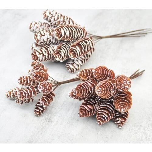 12pcs / bunch of artificial plant fake pine cone decoration Christmas wreath home decoration diy wreath wedding decoration