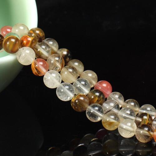 4/6/8/10/12MM Round Loose Cherry Quartz Stone Beads DIY Wholesale Watermelon Peel Stone Beads For Jewelry Making Bracelet