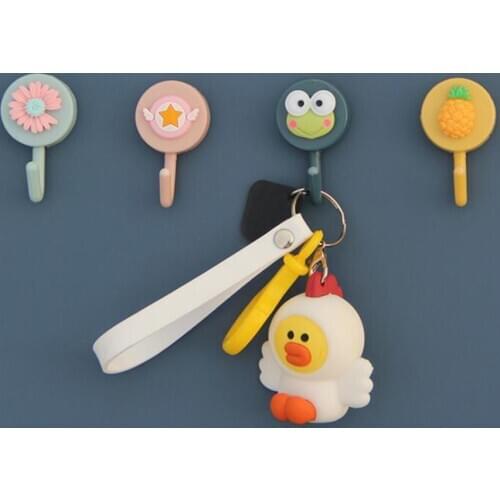 Lovely Small Adhesive Hooks Towel Brush Sponge Hanging Hook Self Adhesive Wall Hanger Fruit Vegetable Animal Shape Hook