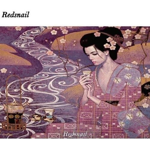 DIY Diamond Painting Full Square Round Japan Geisha woman Diamond Embroidery Rhinestone Pictures Mosaic Diamond art EE755