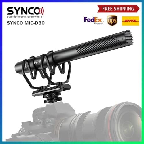 SYNCO Mic-D30 Shotgun Highly Directional Camera Microphone Super-Cardioid Condenser Microfone for DSLR/SLR Studio Professionnel