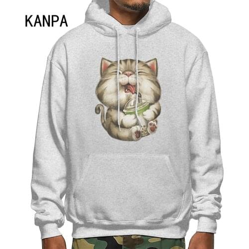 Mens sweatshirt Gray Cat Graphic Brand Fashion Mens Hoodies Personality Pattern Print Anime Hoody Men Workout Top Sweatshirts