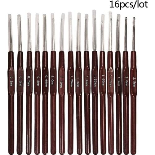 16pcs Knitting Needles Set Crochetings and Knittings Metal+Plastic Handle Crochet Hook