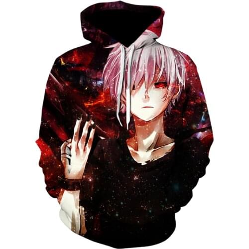 2021 New Hot Sale Tokyo Ghoul 3D Printing Hoodies Ken Kaneki Hooded Hoodie Japan Anime Sweatshirts Cool Tops Jacket Men clothing