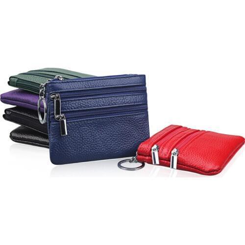 New Small Fashion Design Genuine Cow Leather Womens Coin Purses Key Wallet Cowhide Women Ladys Mini Clutch Bags Zipper Wallets