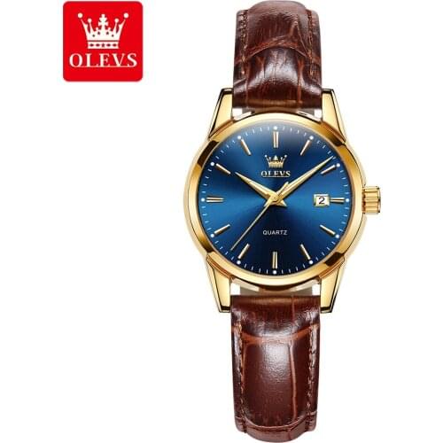 OLEVS 6898 Top Brand Luxury Waterproof 24 Hour Date Quartz Watch Gold Ladies Leather Sport Wrist Watch Woman Waterproof Clock