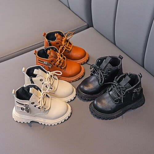 Autumn Winter Girls Boys Boot Shoes Kids Children Baby Martin Zipper Cool Boots Shoes Zapatos ADK413