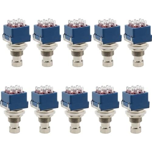 New 10Pcs 9-Pin 3PDT Guitar Effect Pedal Box Pedal Metal Switch True Bypass