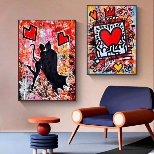Pop Graffiti Art Heart Canvas Painting Abstract Street Art Posters and Prints Wall Art Picture for LivingRoom Home Decor Cuadros