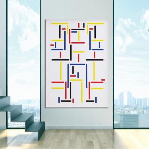 Bauhaus Poster Piet Mondrian | Bauhaus and Mondrian Art Prints | Bauhaus Decoration | Bauhaus Geometric Lines | Abstract Line Ca