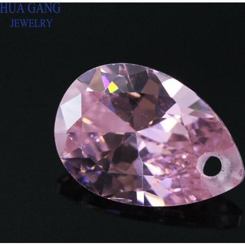 Single Hole AAAAA Pear Shape Brilliant Pink Cubic Zirconia Stone For Jewerly Making 4x6~15x20mm High Quality CZ