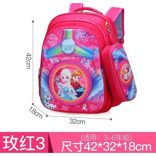 Disney cartoon backpack+pencil bag student bag girls boys large capacity backpack 3-6 grade anime bookbag childrens bag frozen