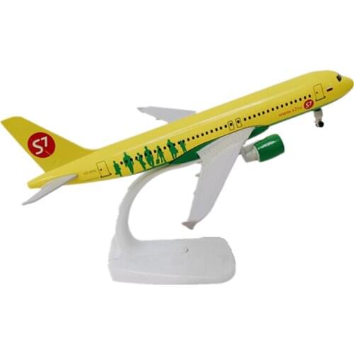 20CM Airplanes Russian S7 Siberia Airlines Metal Diecast Airbus A320 Plane Model Aircraft Display Gift Collectible With Wheels