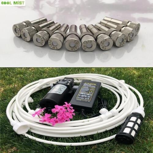 S038 Advanced Misting Systems Humidity Control 6pcs Mist Sprayer Pressure Fine Greenhouse Misting System Kits Water 12V Motor