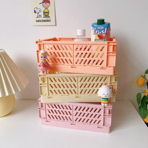 Collapsible Crate Plastic Folding Storage Box Basket Utility Cosmetic Container Desktop Holder Home Use
