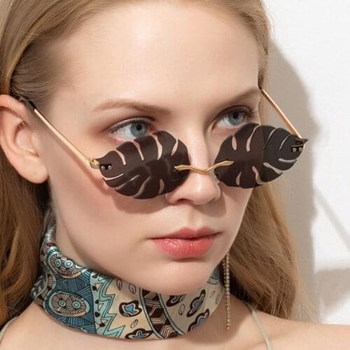 New personality fashion leaf sunglasses women trend street shooting metal sunglasses men candy color casual wild glasses women