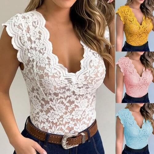 New Women Sexy V Neck Lace Vest Top Sleeveless Solid Wire Free Tops Casual Underwear Female Comfortable Clothing Lady Plus Size