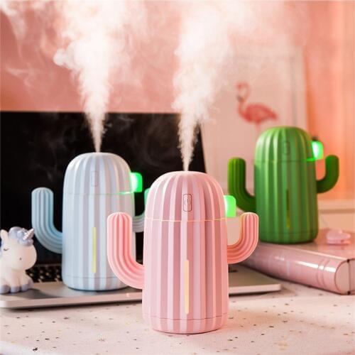 340ML Air Humidifier Cactus Wireless Rechargeable Timing Aromatherapy Diffuser Mist Maker Fogger USB Aroma Atomizer for Home