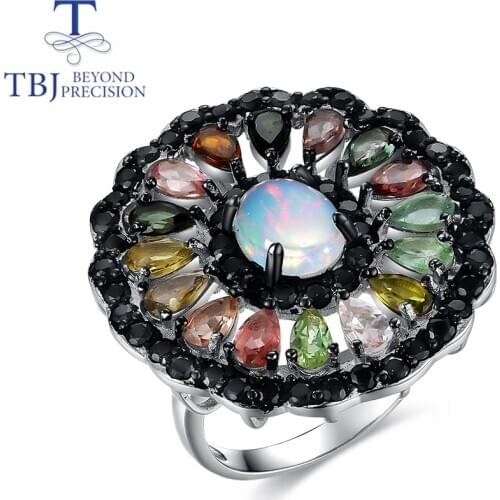 TBJ,2021 big LuxuryTourmaline rings good multi-color natural gemstones 925 sterling silver fine jewelry for women party wear