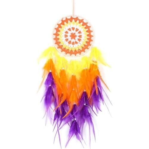 Rainbow Dream Catchers Handmade Sun Flower Feather Wall Hanging Decor , Bedroom Kids, Home Decoration, Art Ornament Craft Gift