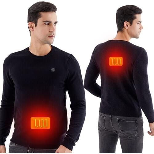 Winter USB Heating Sweater Men Heated Warm Clothing Male Knit Long-sleeved Sweaters Outdoor Electric Heat Tops