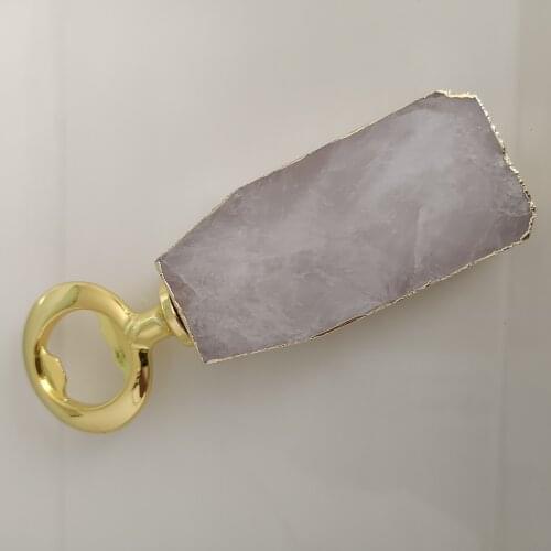 1pc Natural Rock Crystal Quartz Beer Bottle Opener stone classic Cool Ring Keychain Corkscrew practical bar kitchen