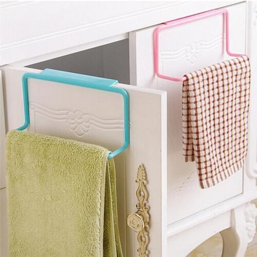 1PCS Candy Colors Over Door Tea Towel Holder Rack Rail Cupboard Hanger Bar Hook Bathroom Kitchen Top Home Organization