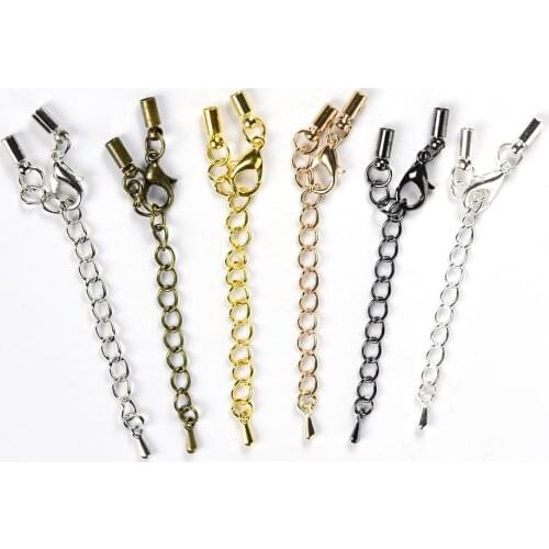 10Pcs Leather Cord Tassel Caps Necklace Bracelet Water Drop Extended Chains Connect Lobster Clasp Diy Jewelry Making Supplies