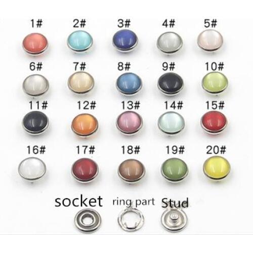 1000 sets 10mm/12mm Colorful customized pearl snap buttons for Leather ,Button Snaps Fasteners Combined Button