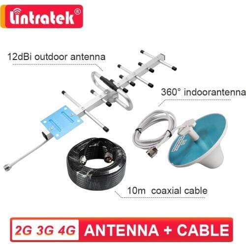 2G 3G 4G 12dbi Yagi Outdoor Antenna + Omnidirectional Cellling +10m Cable for Signal Booster Amplifier Repeater GSM UMTS LTE 50