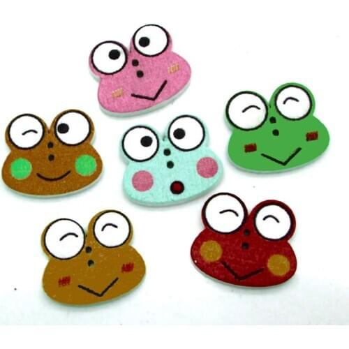 50pcs 20x17mm Mixed Frog Sewing Wooden Buttons For Clothes Crafts Decorative Needlework Scrapbooking DIY Accessories