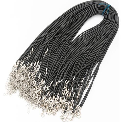 50pcs/lot 2.0mm necklace rope rubber rope with lobster buckle necklace jewelry pendant DIY material