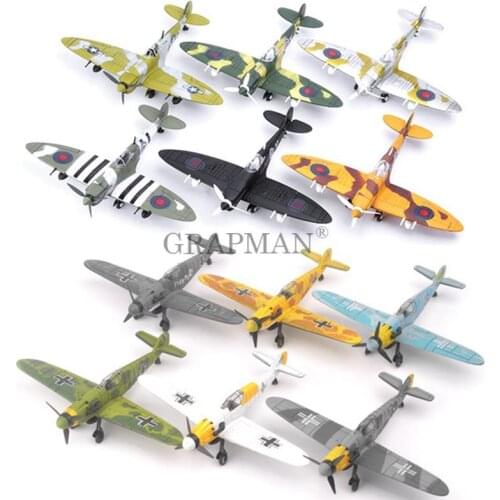 6pcs 1:48 4D Assemble Airplane World War II the British Spitfire Volley Fighter 1/48 Military Aircraft Model Simulation Toy