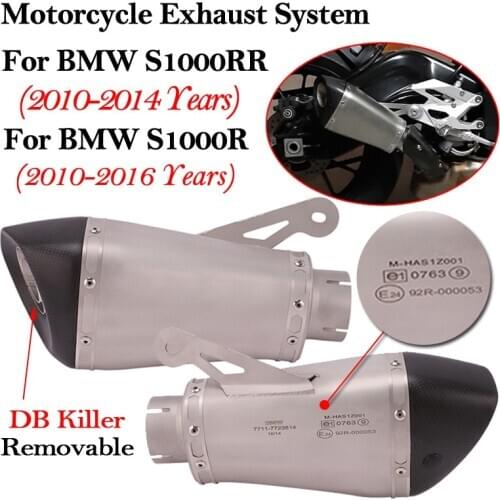 60MM For BMW S1000 S1000R S1000RR Motorcycle Exhaust Pipe System Modified Muffler Moto Escape Laser Removable DB Killer Slip On