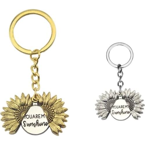Sunflower Keychain You are my sunshine Keychain Open Locket Letter Custom Keyring for Women Men Dropshipping Valentines day