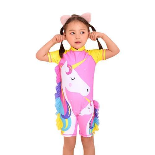 Child Baby Kid Girl Letter Flamingo One Piece Swimsuit Swimwear 2020 Fashion Girls Princess Lace Appliques Bathing Suit Swimsuit